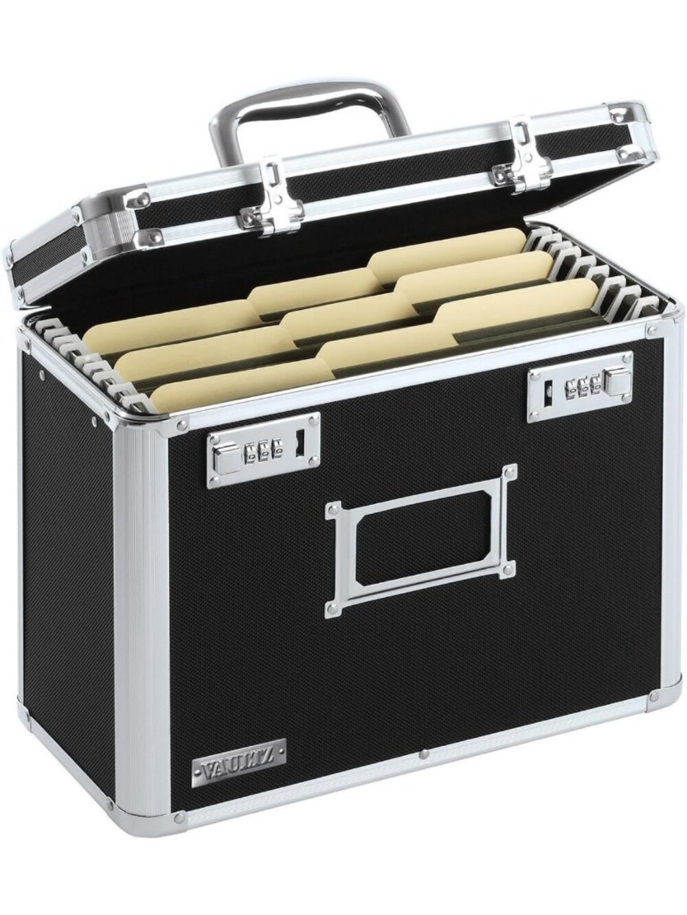 Secure Locking File Organizer Box - Letter Size, Combination Lock, Black Storage